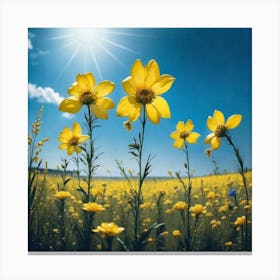 Yellow Flowers In A Field 39 Canvas Print