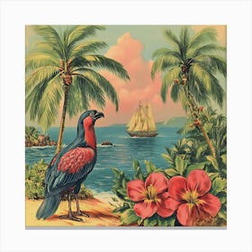 Tropical Parrot Art Canvas Print