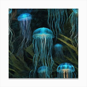 Bioluminescent Jellyfish Abstract Fractal Patternin The Jungle By Jacob Lawrence And Francis Pi 987961941 (2) Canvas Print