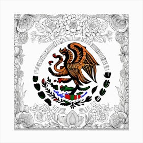 Mexico Flag Coloring Page Canvas Print