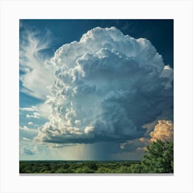 Cumulus Clouds Billowing High In An Overcast Sky Nature Landscape Bathed In Spring Air Sunlight Pi (3) Canvas Print