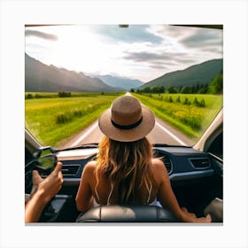 Vacation Drive Journey Tour Tourism Drone Route Enjoy People Happy Friends Female Down S (2) Canvas Print