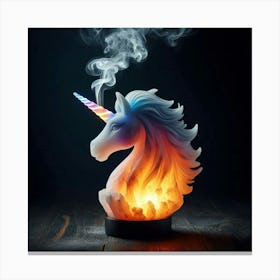 A Unicorn Salt Lamp With Flames And Smoke Swirling Canvas Print