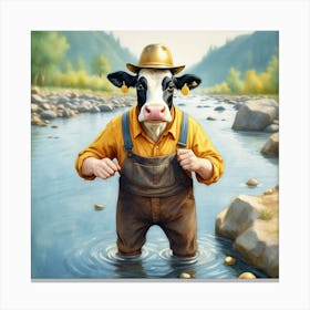 Cow In The River 4 Canvas Print