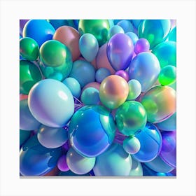 Abstract Balloon Cluster Blue, Green, Pink Canvas Print