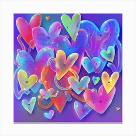 Kawaii rainbow glass Hearts Canvas Print