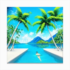 Man Swimming In A Pool Canvas Print