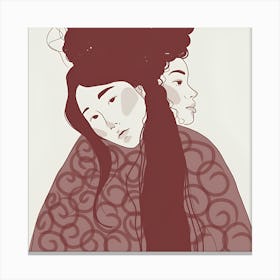Two Women With Long Hair Canvas Print