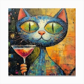 Cat With Martini 3 Canvas Print