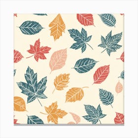 Autumn Leaves Seamless Pattern Cute Illustration Canvas Print