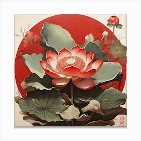 Aesthetic style, Large red lotus flower 1 Canvas Print