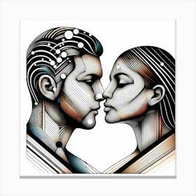 Lovers - Abstract Line Art Illustration 117 Canvas Print