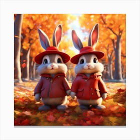 Rabbits In Autumn Canvas Print