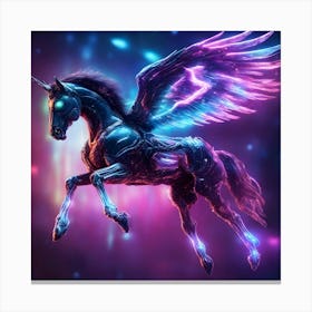 Epic Cyber Unicorn In Galaxy Canvas Print