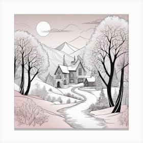 Winter Landscape Minimalistic Style Landscape Canvas Print