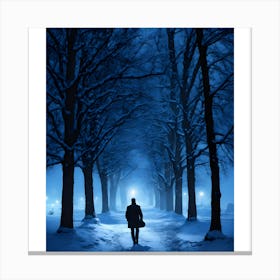 Man Walking In The Snow Canvas Print