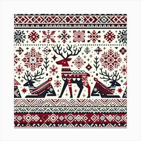 Christmas Seamless Pattern With Reindeer Canvas Print