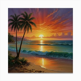 Sunset At The Beach 3 Canvas Print