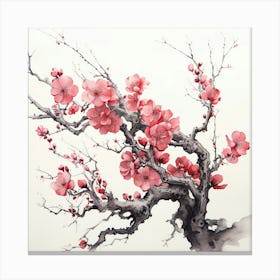 Ink Cherry Blossoms Branches 2 Canvas Print