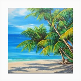 Palm Trees On The Beach 2 Canvas Print