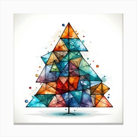 Abstract Geometric Christmas Tree Wall Art - Stained Glass Style Holiday Print Canvas Print