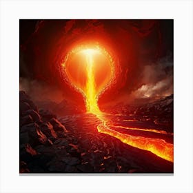 Volcanic Magma Flow Illustration Intense Heat Emanating Molten Lava Core Fiery Color Palette With Canvas Print