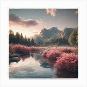 Sunrise Over A River Canvas Print