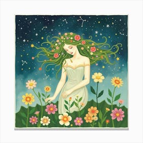 Flower Girl In The Meadow Canvas Print