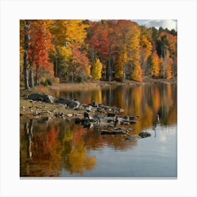 Fall Foliage On A Lake Canvas Print