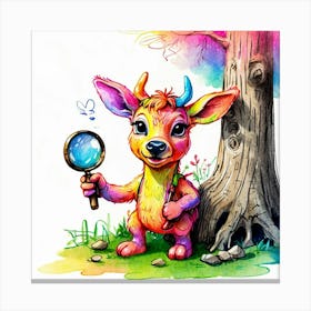 Colorful Deer With A Magnifying Glass Canvas Print