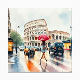 Watercolour Of Rome Canvas Print