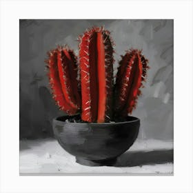 Red Cactus Canvas Print