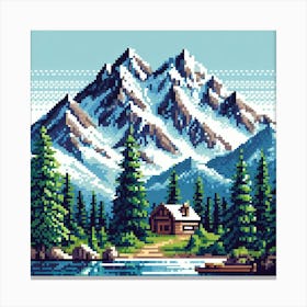 8-bit mountain landscape 3 Canvas Print