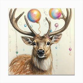 Deer With Balloons 3 Canvas Print