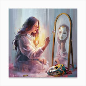 Girl In A Mirror Canvas Print