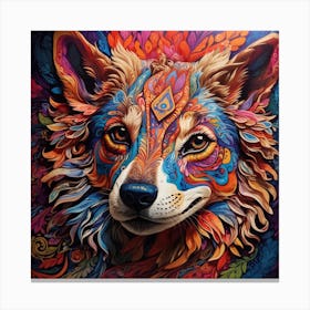 Dreamshaper V7 A Psychedelic Representation Of A Dogs Face Wit 0 Canvas Print