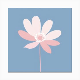 A White And Pink Flower In Minimalist Style Square Composition 66 Canvas Print