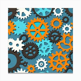 Seamless Pattern Of Gears 1 Canvas Print