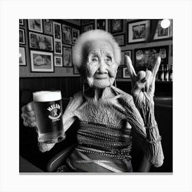 Woman Holding A Beer Canvas Print