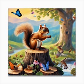 Squirrel In The Forest Canvas Print