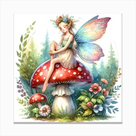Fairy On A Mushroom 1 Canvas Print