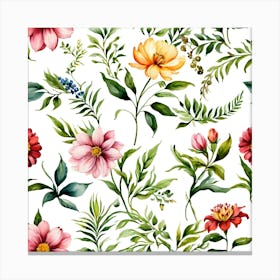 Watercolor Floral Pattern 9 Canvas Print