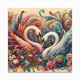 Colorful Swans 2 Canvas Print