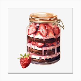 Strawberry Cake In A Jar 8 Canvas Print