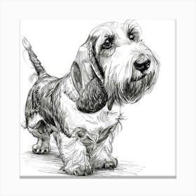 Grand Basset Griffon Vendeen Dog Line Sketch 4 Canvas Print