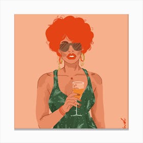 Sexy Woman Drinking A Cocktail Canvas Print