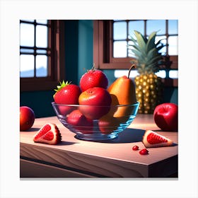 Fruit In A Glass Bowl Canvas Print