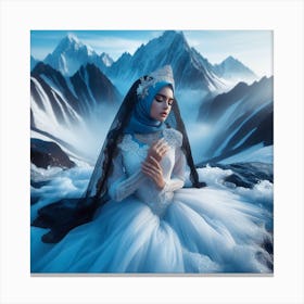 Muslim Bride In The Snow Canvas Print