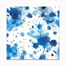 Blue Watercolor Splashes 4 Canvas Print