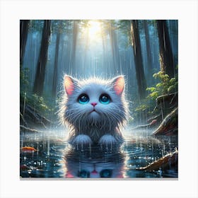 Cat In The Rain 2 Canvas Print